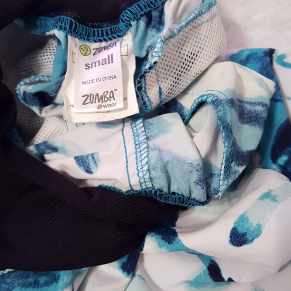 2/$20 Zumba Teal White Logo Print Cargo Pants, Zip Pockets, Woman Small - Picture 5 of 15